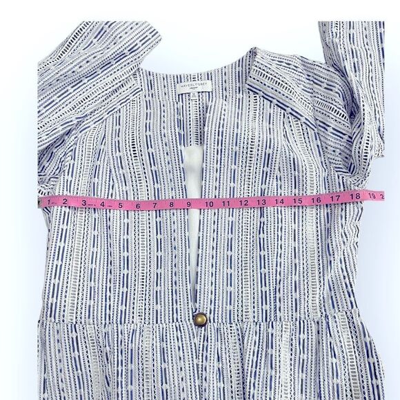 Waverly Grey Peplum Jacket Single Button Eyelet Tie Sleeves Cotton Size M - $218 - Picture 4 of 11